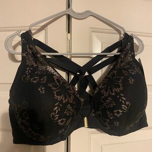 Cacique Black and Gold Lace Bra